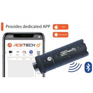 ACETECH LIGHTER BT TRACER UNIT - BLACK (M14CCW) WITH M11 CW ADAPTOR & MICRO USB CHARGING CABLE